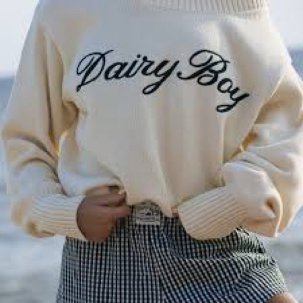 Dairy boy Cream Southport off the shoulder sweater